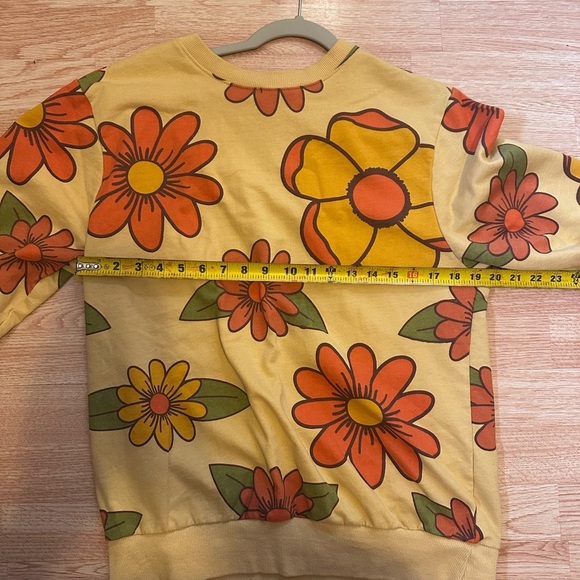 Floral‎ Yellow and Orange Sweatshirt Super Massive Retro Size Medium - Picture 5 of 7